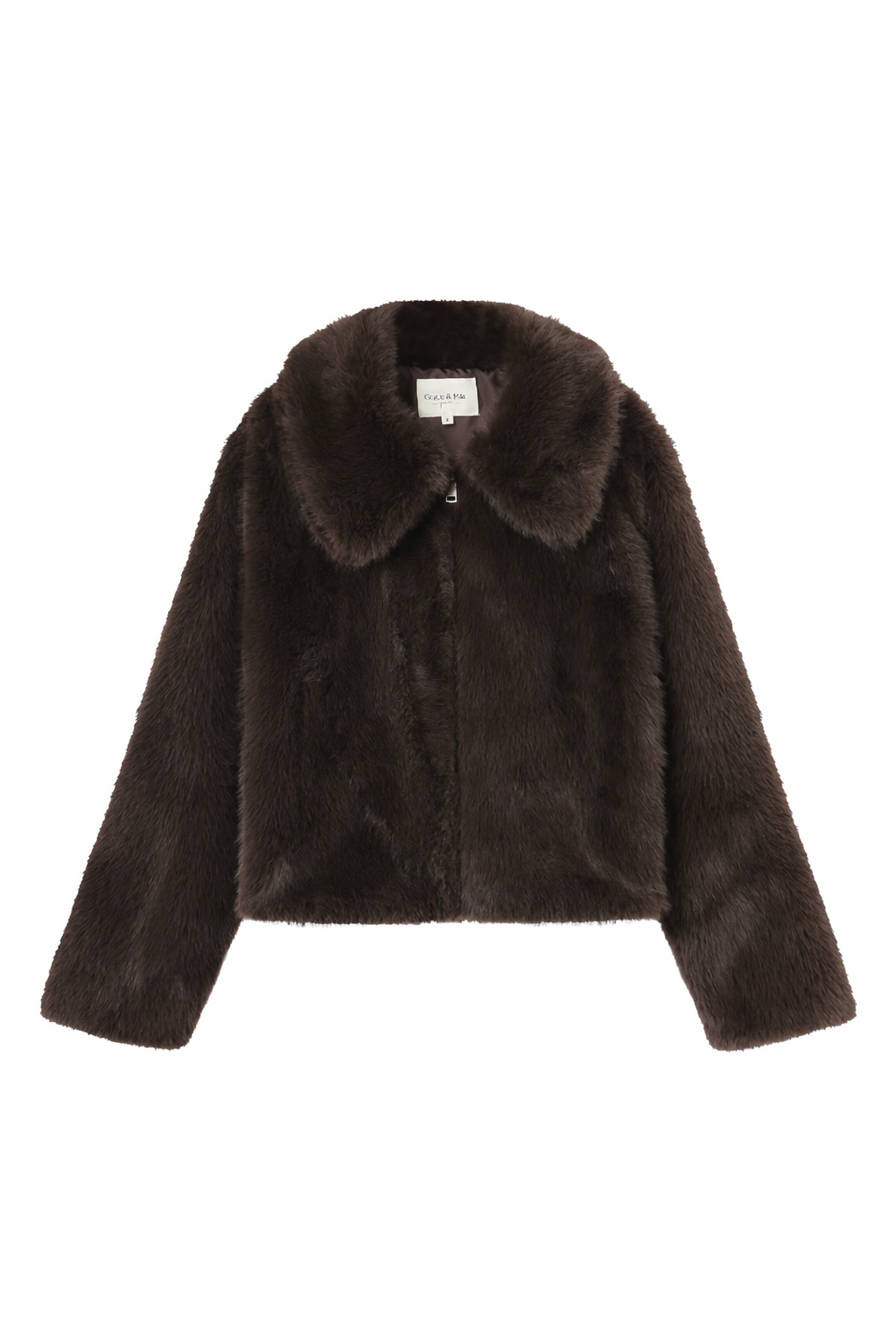 Abrigo de piel sintética color chocolate de Shonna