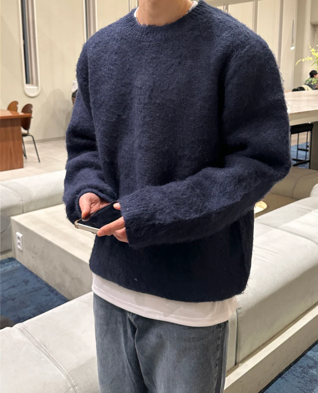 Suéter de invierno de lana texturizada