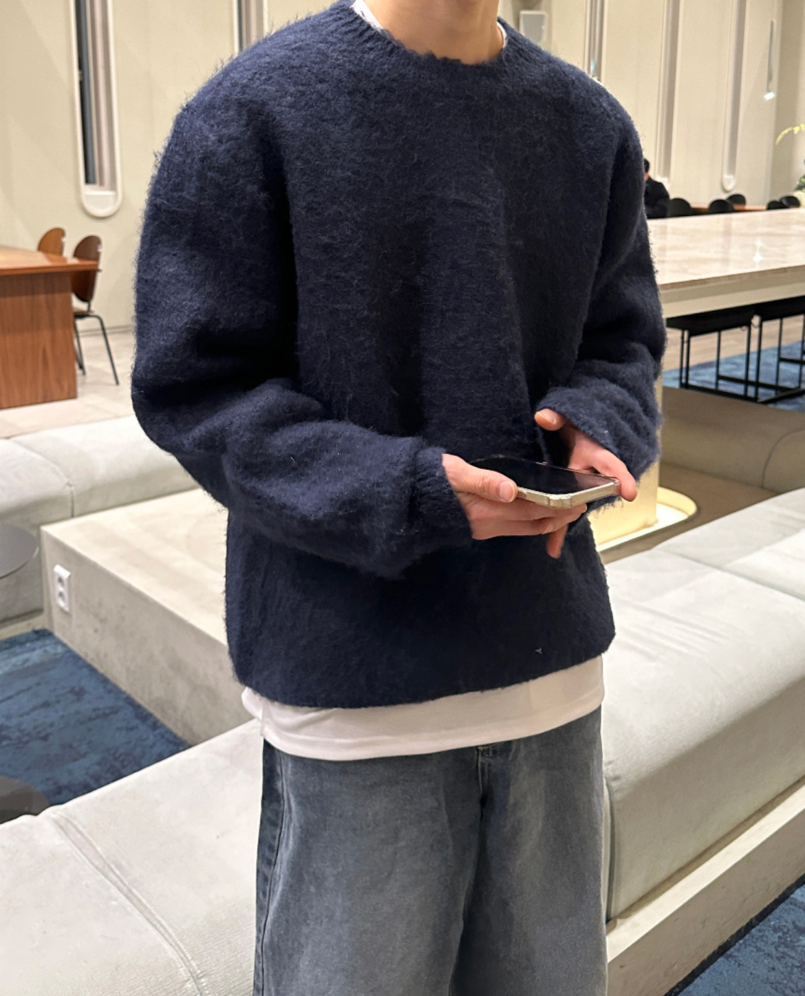 Suéter de invierno de lana texturizada