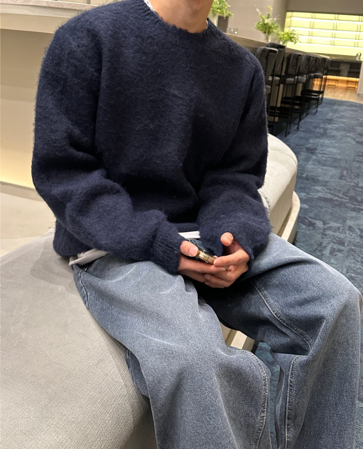 Suéter de invierno de lana texturizada