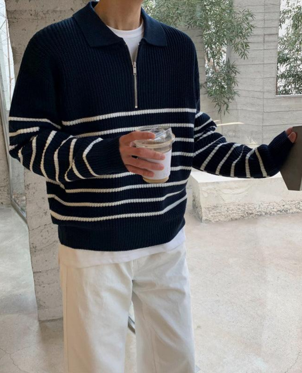 Suéter con cremallera de un cuarto de Nápoles