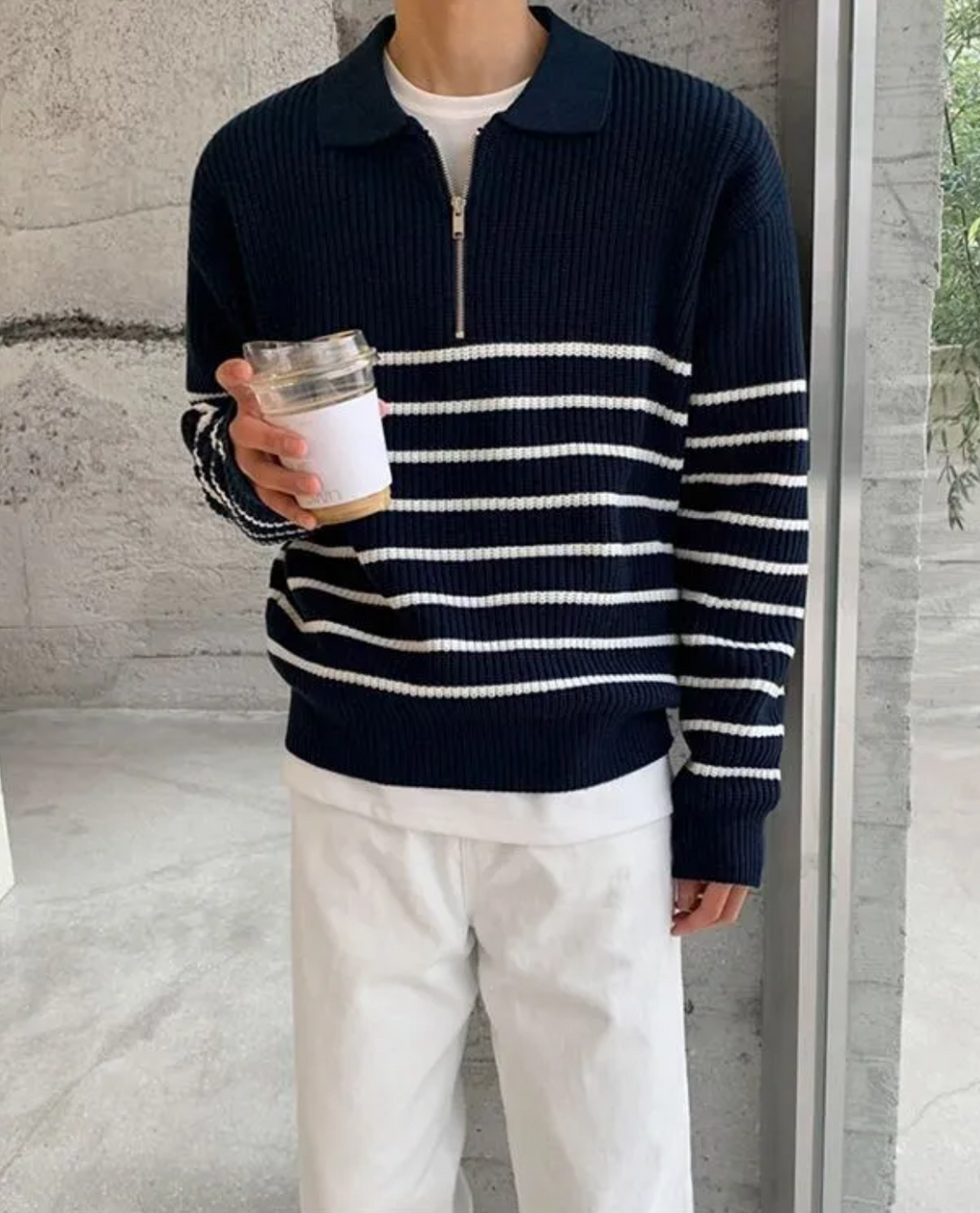 Suéter con cremallera de un cuarto de Nápoles