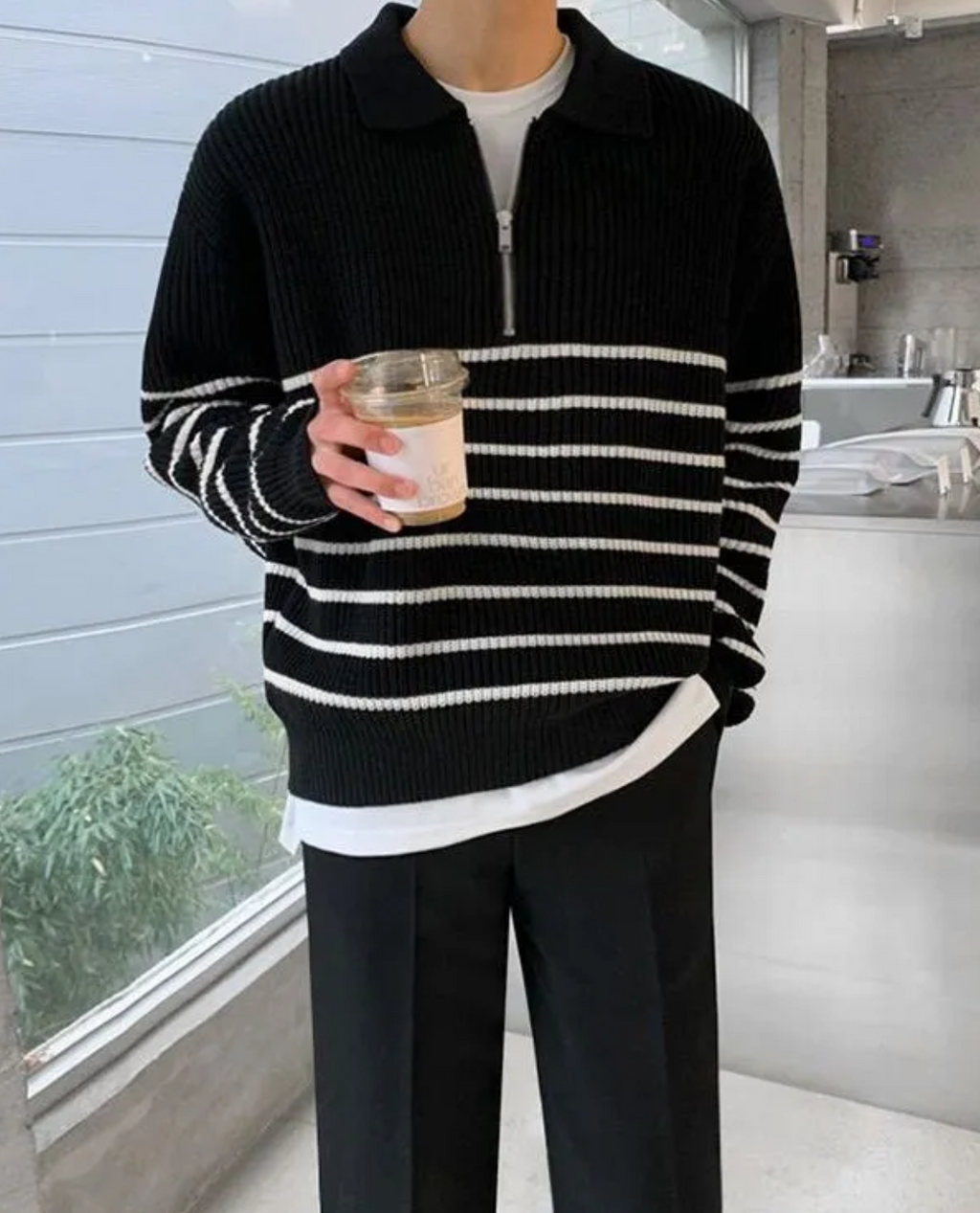 Suéter con cremallera de un cuarto de Nápoles