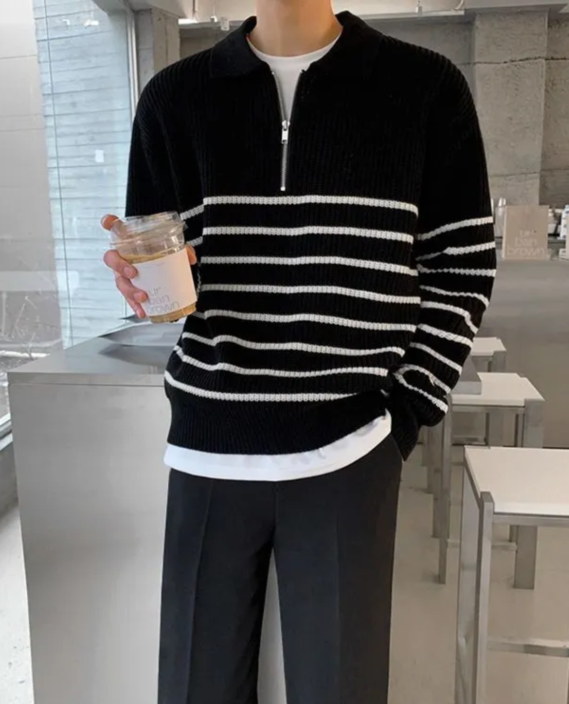 Suéter con cremallera de un cuarto de Nápoles