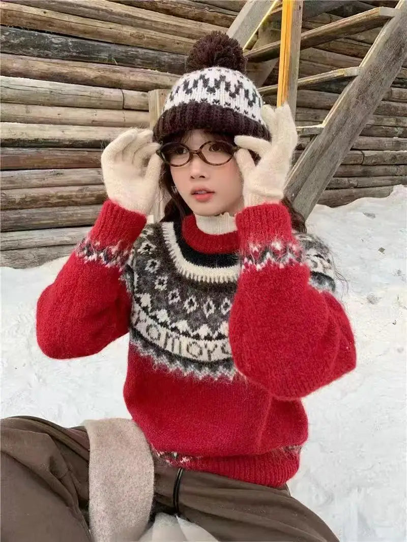 Jersey tejido de poliéster con diseño geométrico, abrigo y cómodo para los días fríos