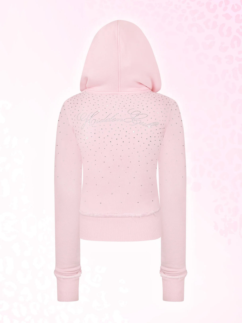 Sudadera corta con capucha y cremallera con estampado de leopardo en negro y rosa, pantalones deportivos de pierna ancha a la moda, conjunto de dos piezas de American Hottie