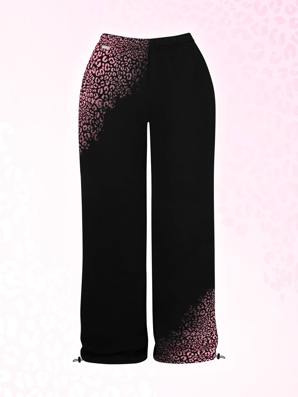 Sudadera corta con capucha y cremallera con estampado de leopardo en negro y rosa, pantalones deportivos de pierna ancha a la moda, conjunto de dos piezas de American Hottie