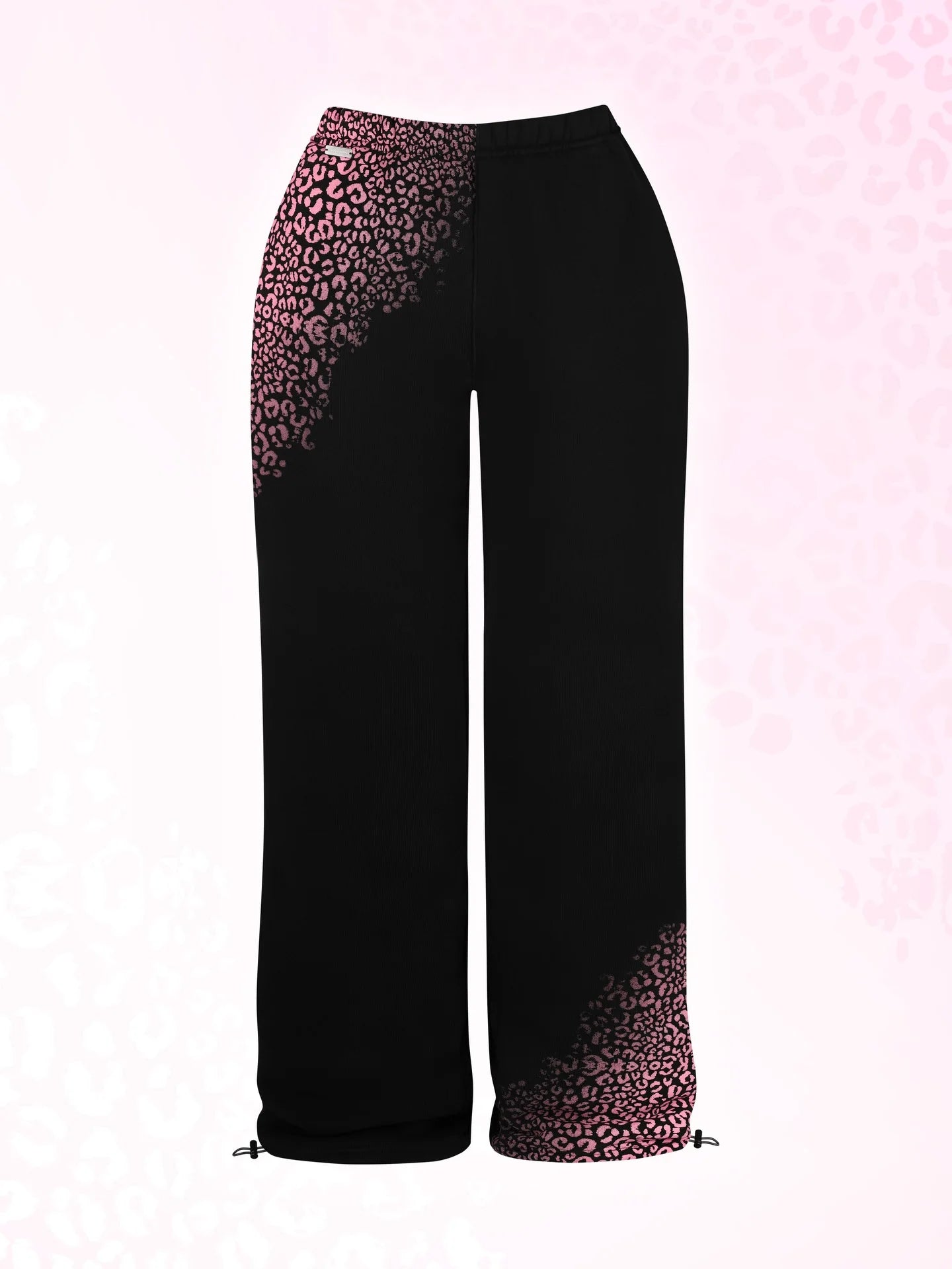 Sudadera corta con capucha y cremallera con estampado de leopardo en negro y rosa, pantalones deportivos de pierna ancha a la moda, conjunto de dos piezas de American Hottie