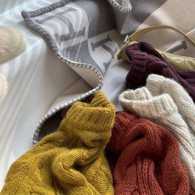 Suéter cuello alto cálido, estilo coreano, manga larga para otoño e invierno