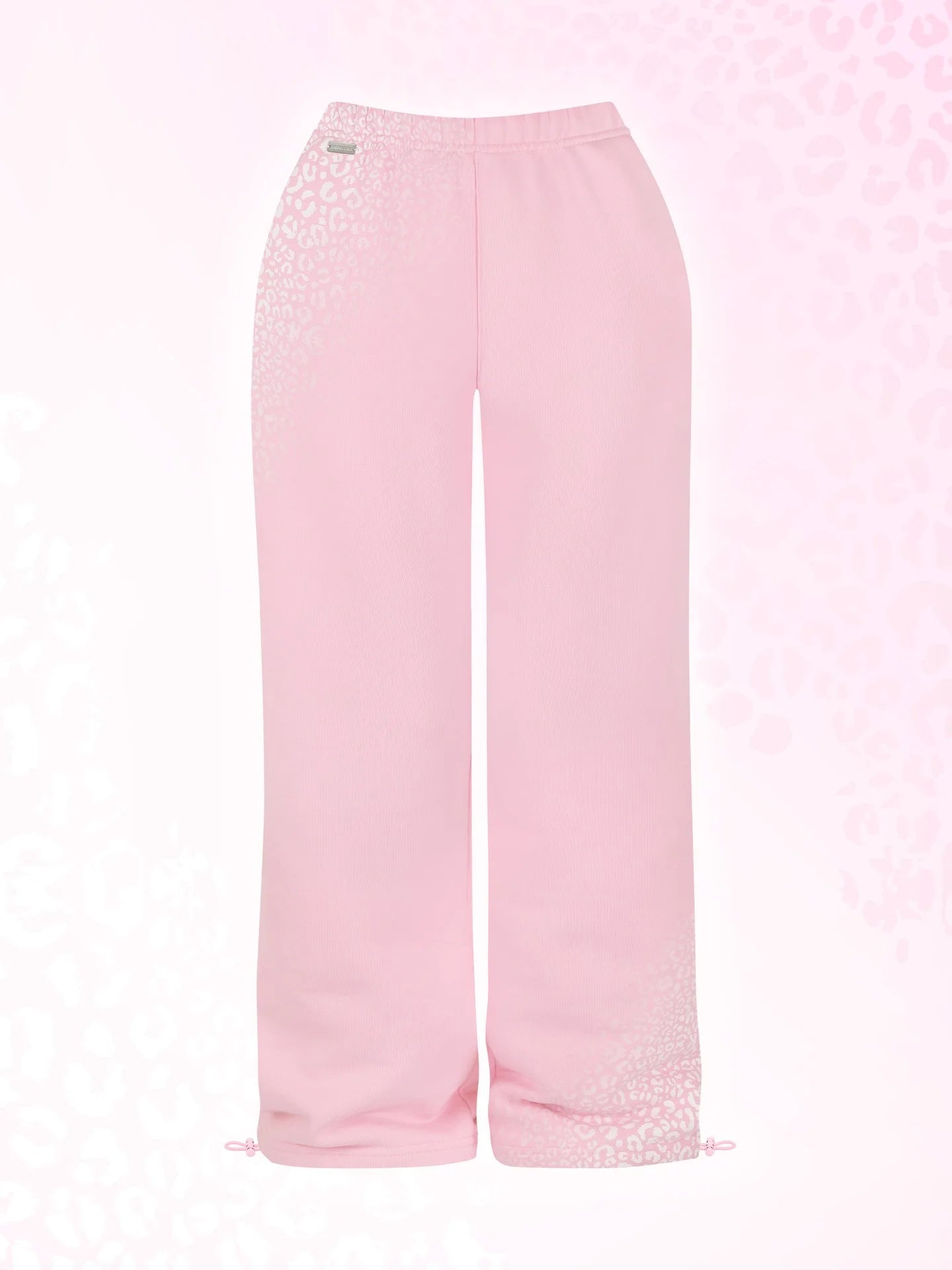 Sudadera corta con capucha y cremallera con estampado de leopardo en negro y rosa, pantalones deportivos de pierna ancha a la moda, conjunto de dos piezas de American Hottie