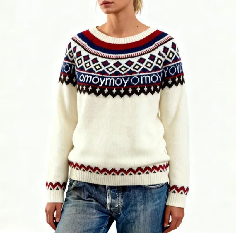 Jersey tejido de poliéster con diseño geométrico, abrigo y cómodo para los días fríos